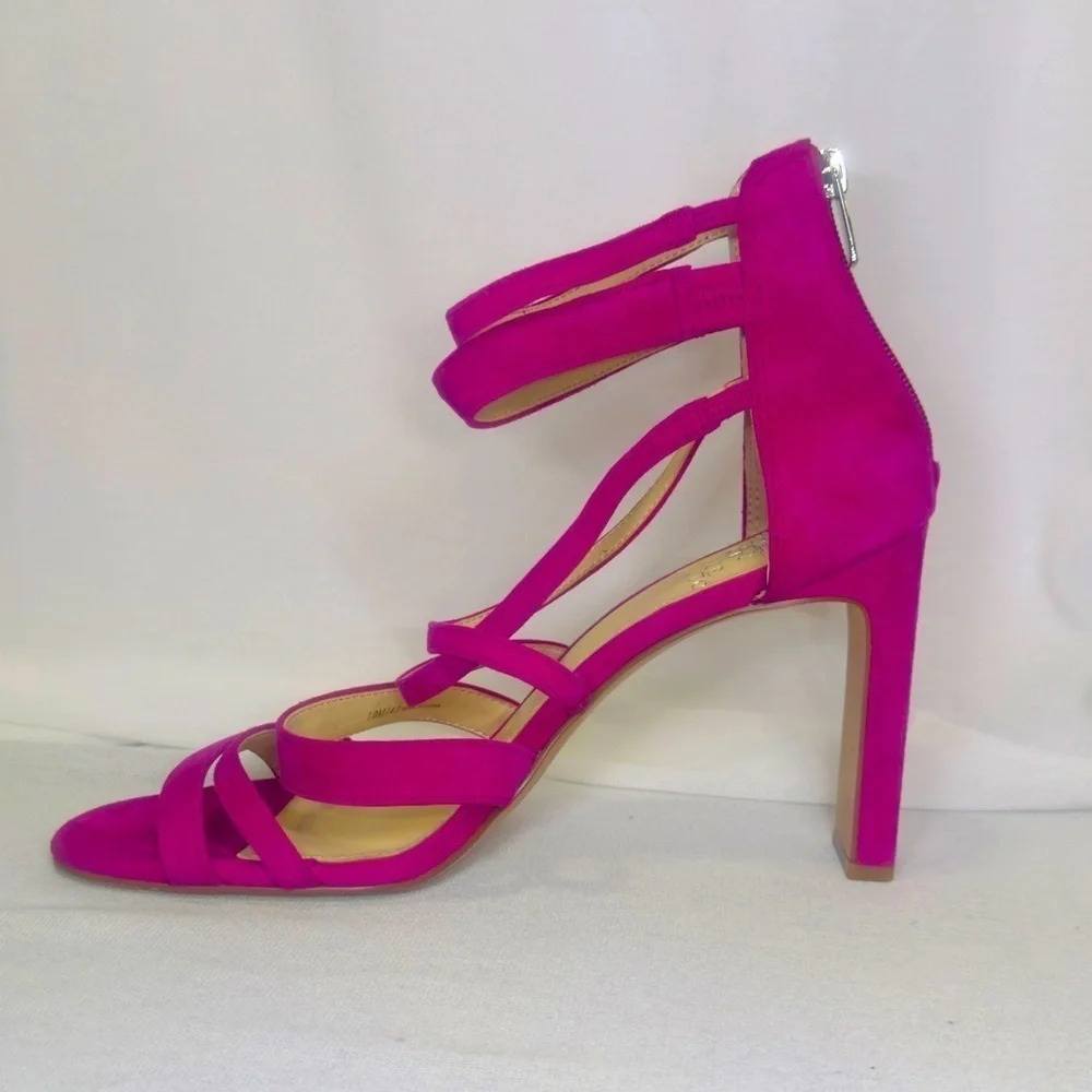 Vince Camuto Bunniva Strappy Suede Sandals Dragonfruit color Size 10M - Picture 8 of 13